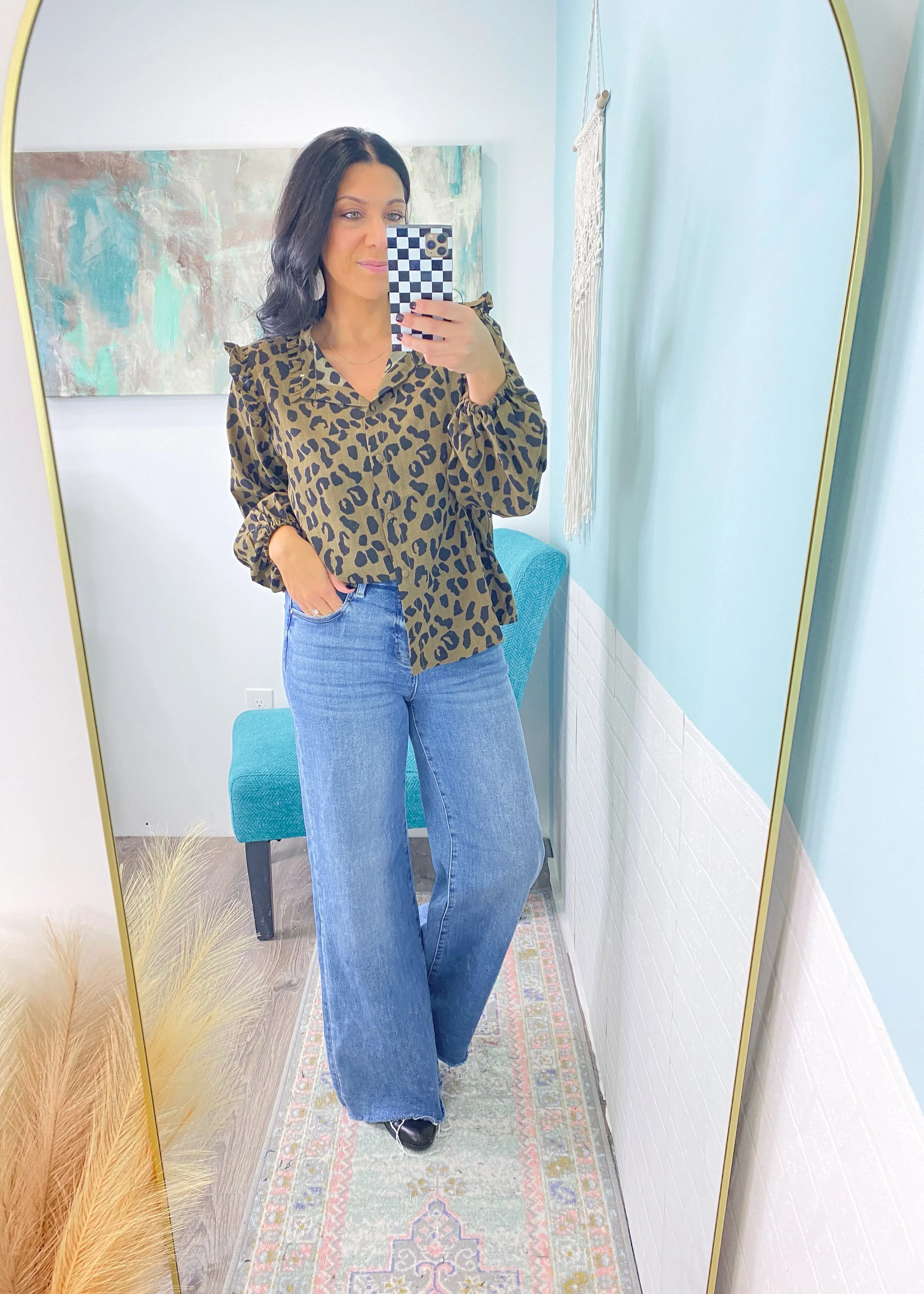 'Wildcat' Ruffle Trim Leopard Print Top