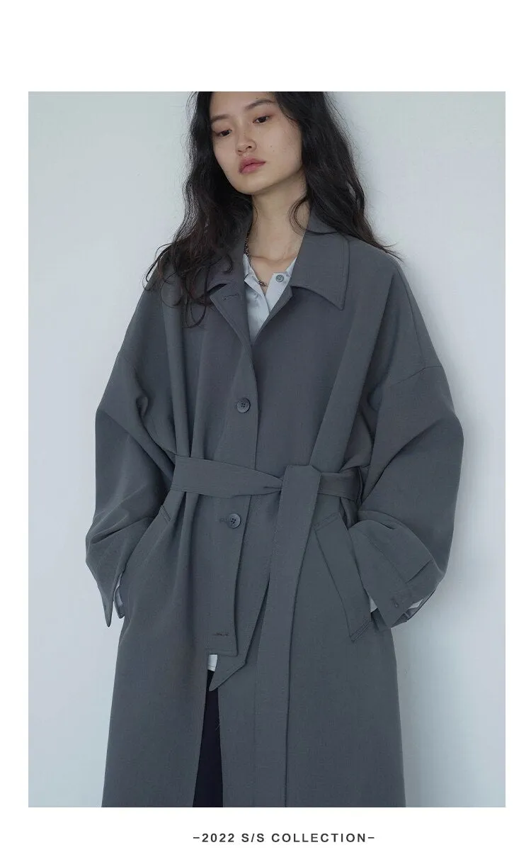 Wjczt Women's Long Trench Coat Single-breasted Casual Belted Waist Women Windbreaker Overcoat Female Cloth Spring Autumn 2022