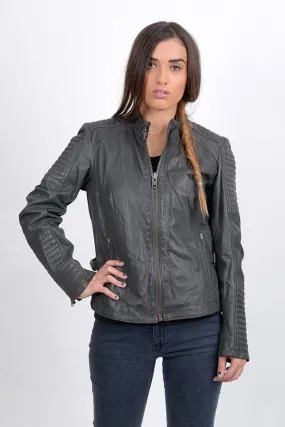 Women Bomber FIOLTY Leather Jacket