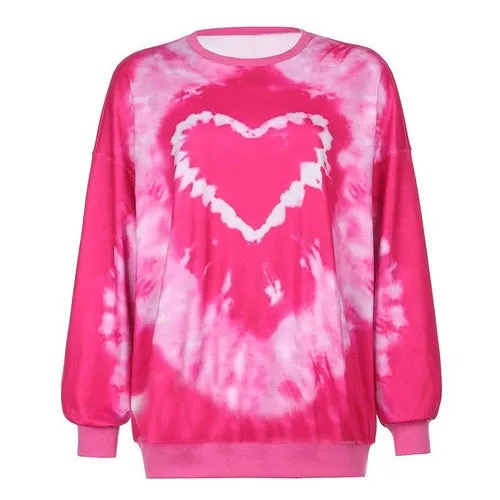 Women's Tie-Dye Loose Long Sleeve Tops Fashion Hoodies